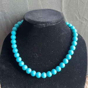 Turquoise color dyed howlite beaded gemstone necklace